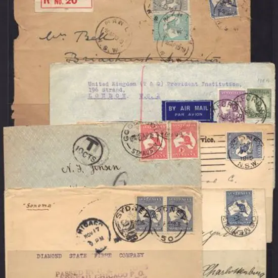 1914-1938 group of 10 covers & one taxed 1914 ...