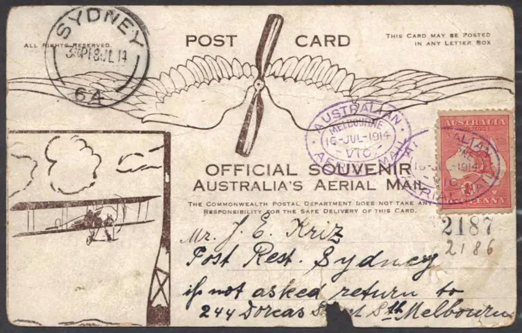 1914 (16th July) Guillaux postcard Melbourne to ... Image 1++