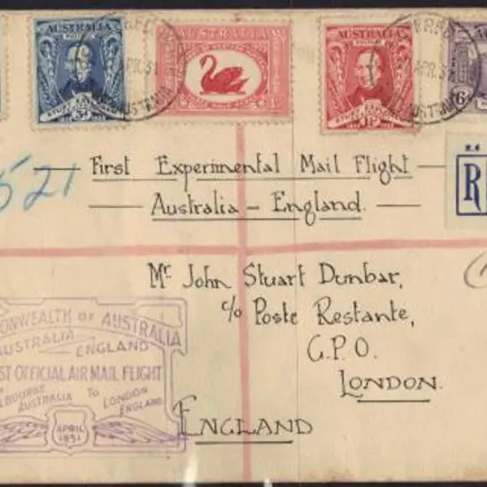1931 (23rd April) Australia to England long ...