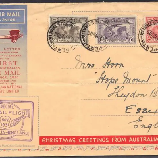 1931 (17th Nov) Australia to England illust. cover ...