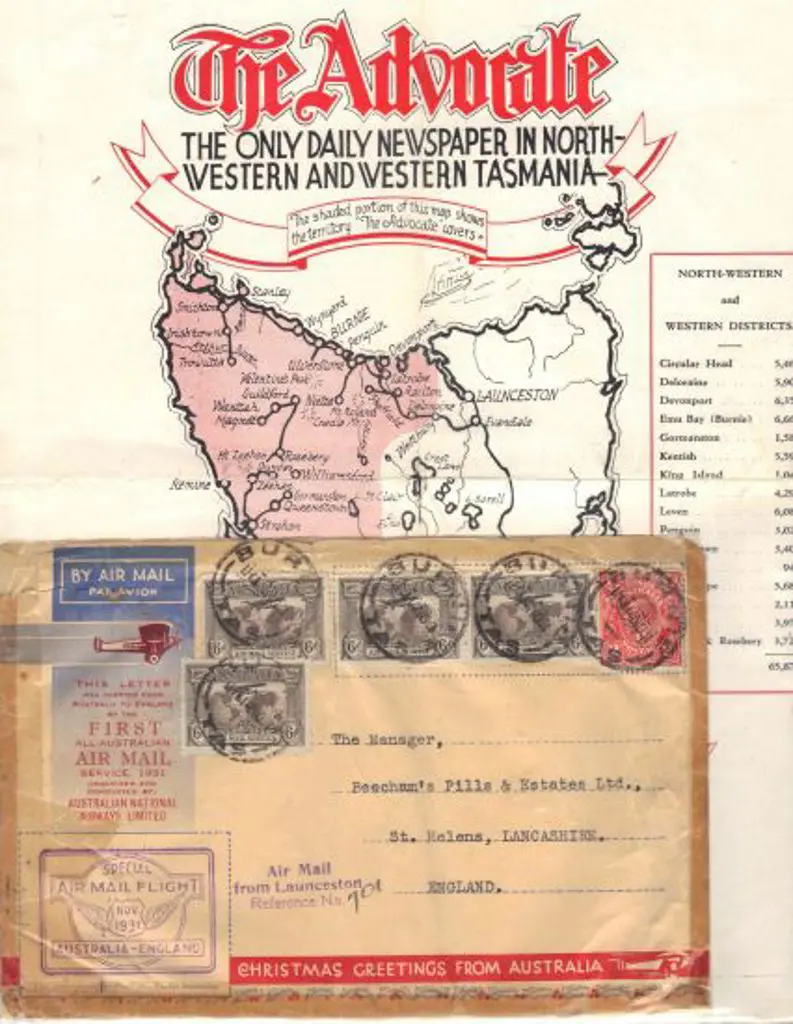1931 (Nov) Aust to England Airmail cover from ... Image 1++