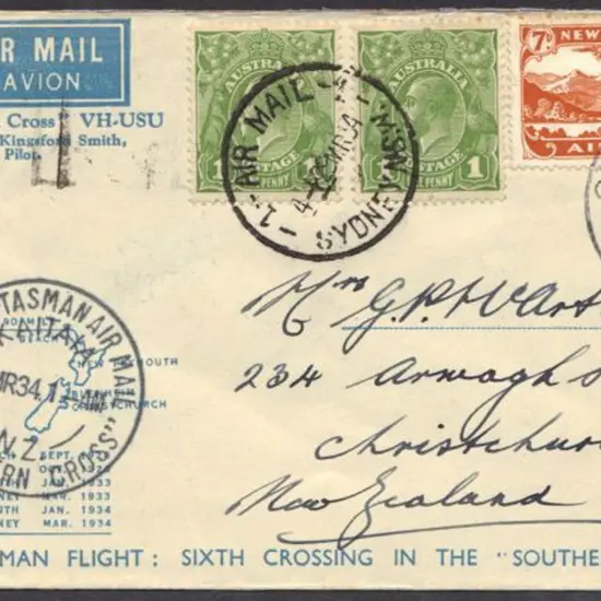 1934 (29th March) Southern Cross 6th Trans-Tasman ...
