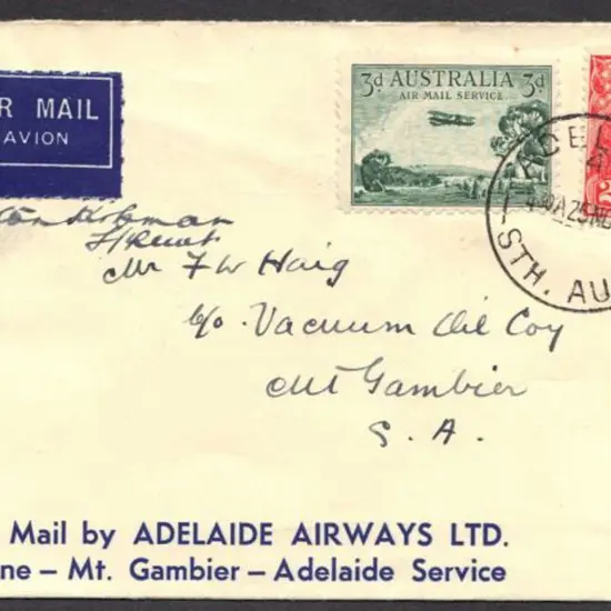 1935 (26th Nov) Adelaide to Mount Gambia first ...