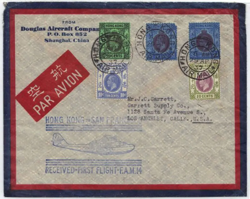 1937 (29th April) Hong Kong to San Francisco on ... Image 1++