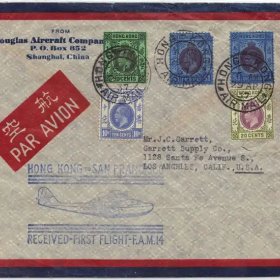 1937 (29th April) Hong Kong to San Francisco on ...