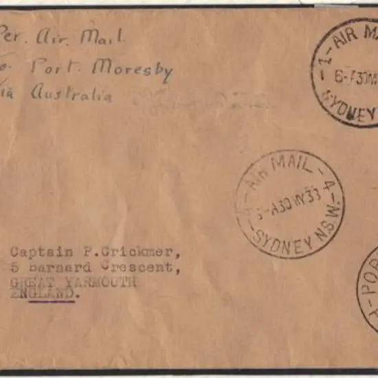 1938 NZ Airmail cover via Australia to Port ...