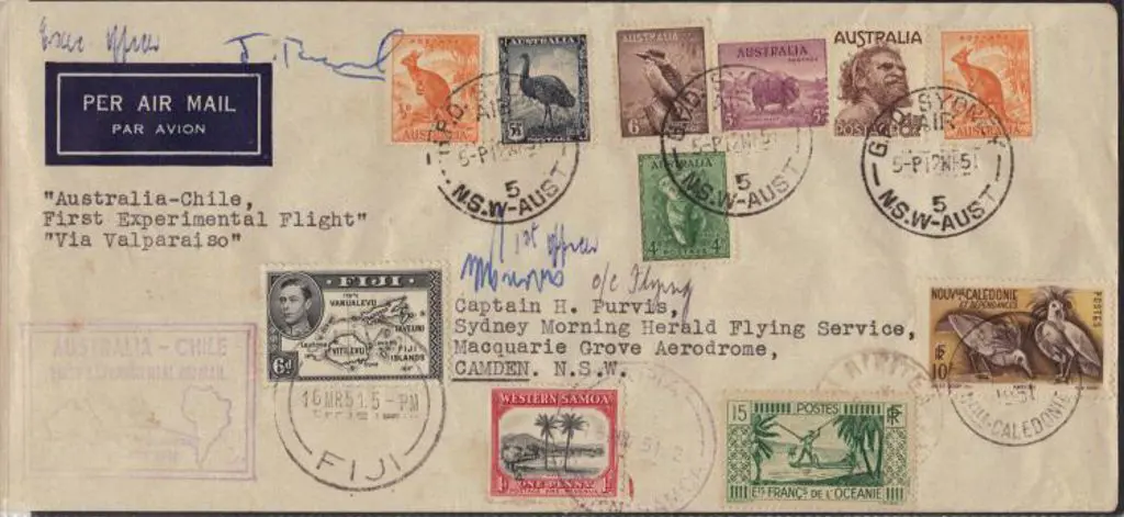 1951 (14th March) Australia to Chile Experimental ... Image 1++