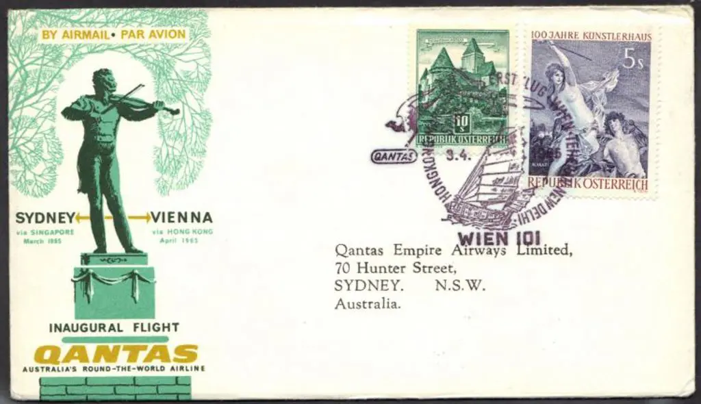 1965 (5th April) Vienna to Sydney inaugural flight ... Image 1++