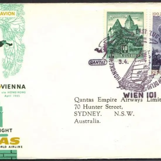 1965 (5th April) Vienna to Sydney inaugural flight ...