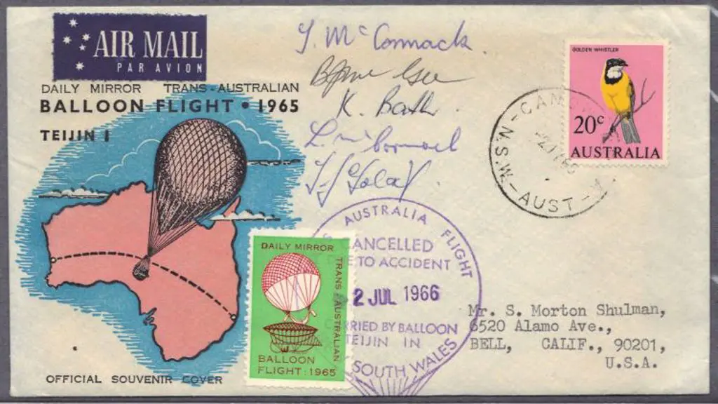 1966 (2nd July) Trans Australian Balloon flight ... Image 1++