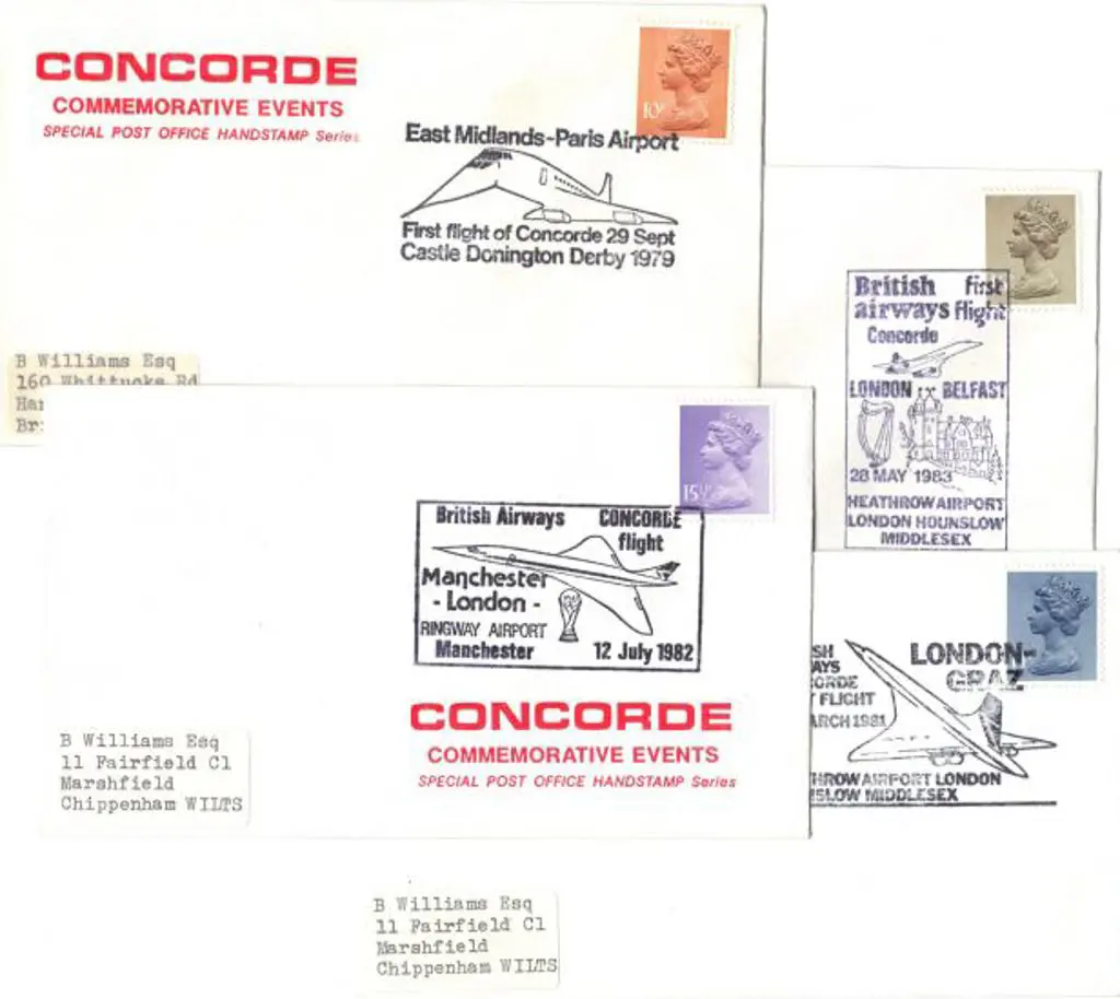 1979-1984 Concorde commemorative postmarks on ... Image 1++