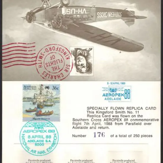 1988 (8th April) Kingsford Smith replica card ...