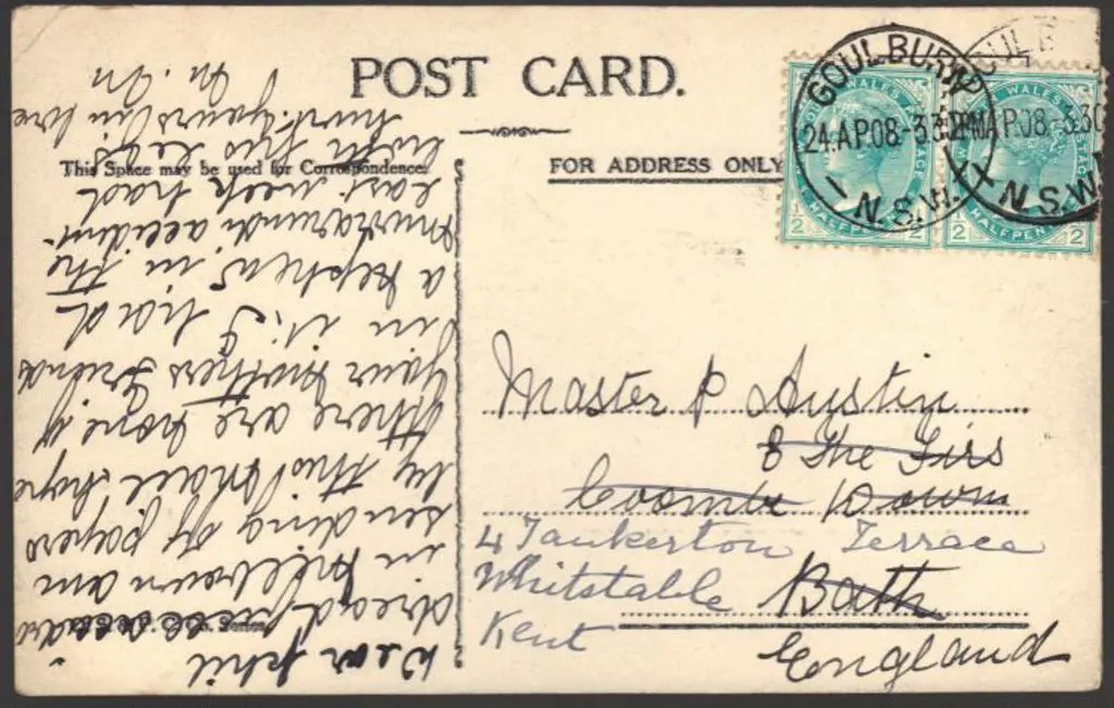 1908 (24th April) Sydney, NSW Postcard with 2 ... Image 1++