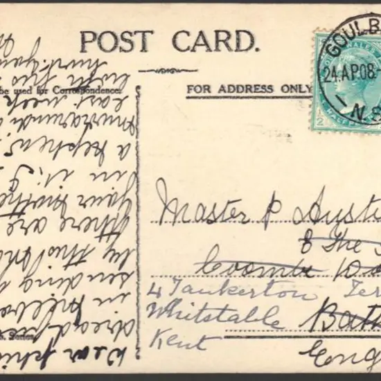 1908 (24th April) Sydney, NSW Postcard with 2 ...