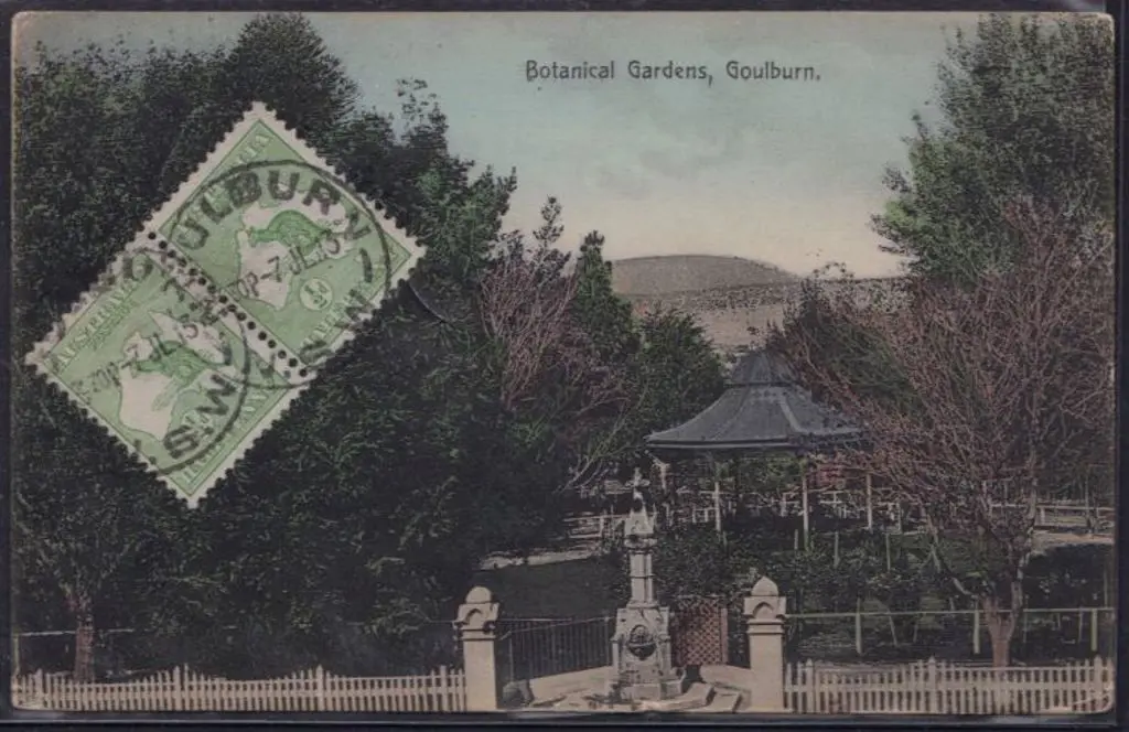 1913 "Botanical Gardens Goulburn" with pair of ½d ... Image 1++