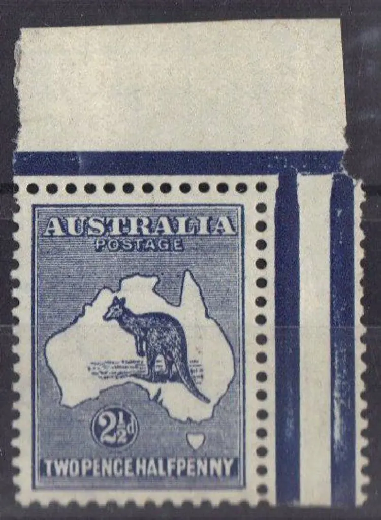 2½d indigo MUH marginal from top right of left ... Image 1++