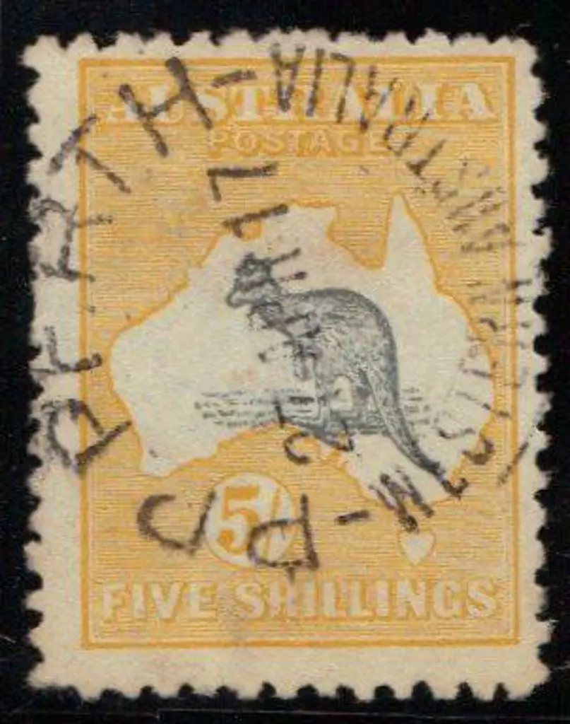 5/- grey & yellow fine used with neat full central ... Image 1++