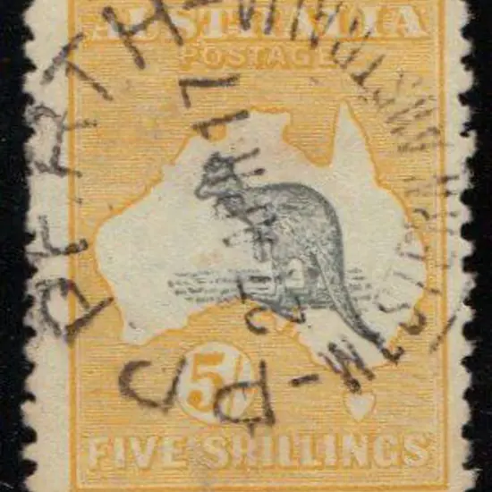 5/- grey & yellow fine used with neat full central ...