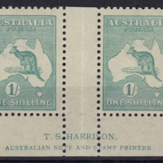 1/- blue-green Die IIB Harrison imprint gutter ...