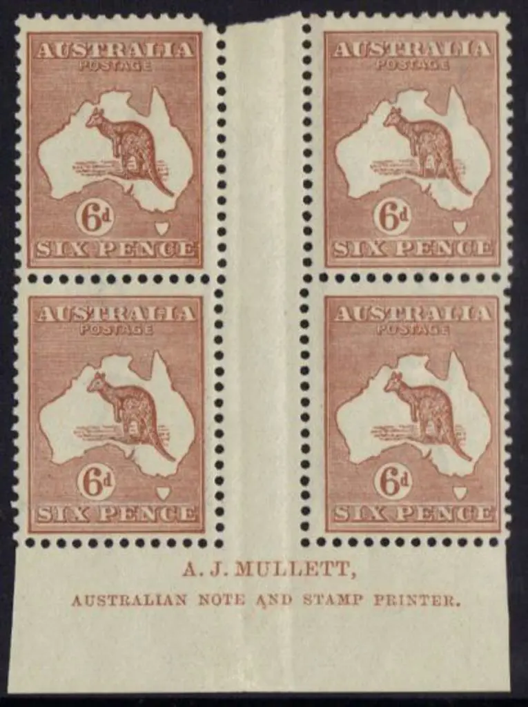 1923-24 New Colours 6d chestnut AJ Mullett imprint ... Image 1++
