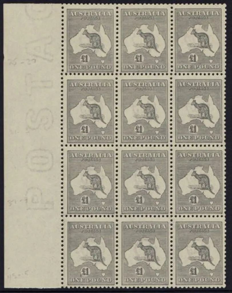 £1 grey Die IIB left margin MUH block of 12 (3x4) ... Image 1++