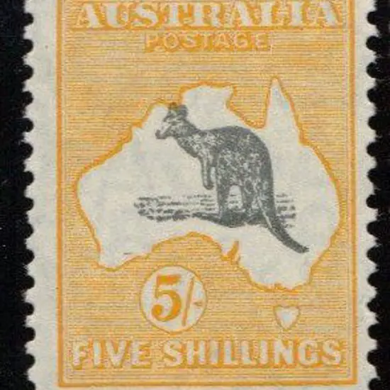 5/- grey & yellow centred slightly right otherwise ...