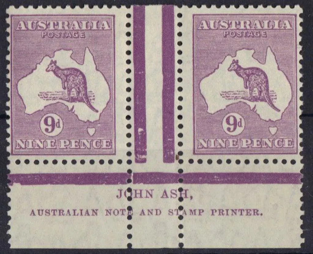 9d violet John Ash imprint gutter pair. MLH. Fine ... Image 1++