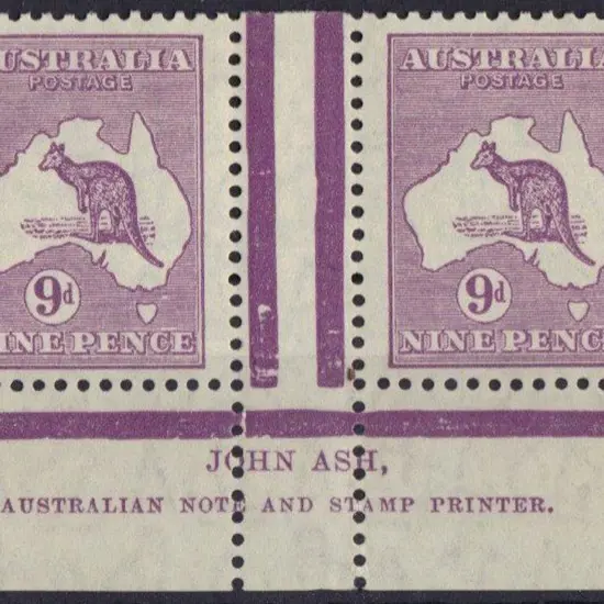 9d violet John Ash imprint gutter pair. MLH. Fine ...