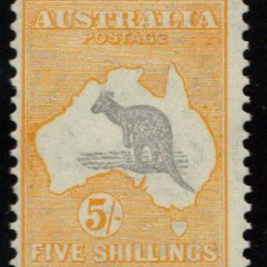 5/- grey & yellow. Centred left but MVLH verging ...