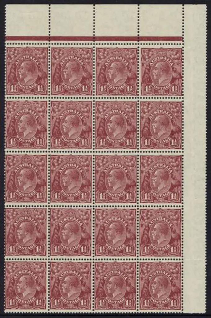 1931-36 C of A 1½d red-brown top right marginal ... Image 1++