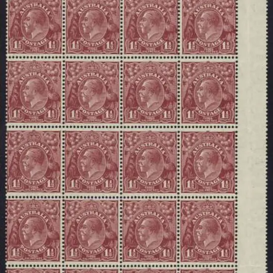 1931-36 C of A 1½d red-brown top right marginal ...