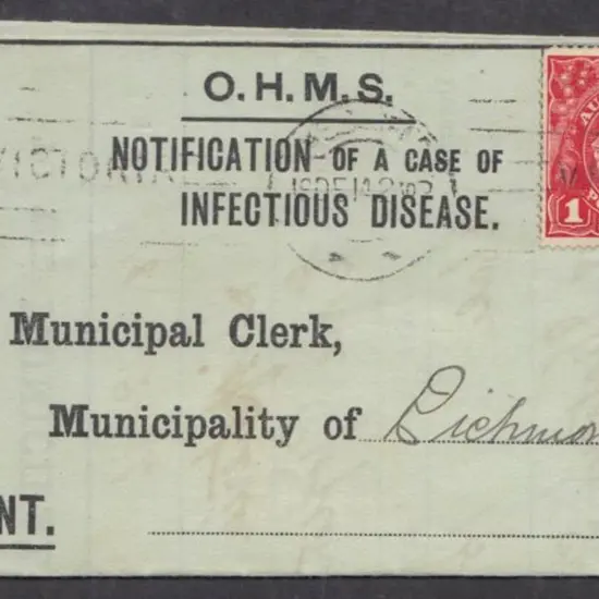 1914 (18th Dec) "Notification of a Case of ...