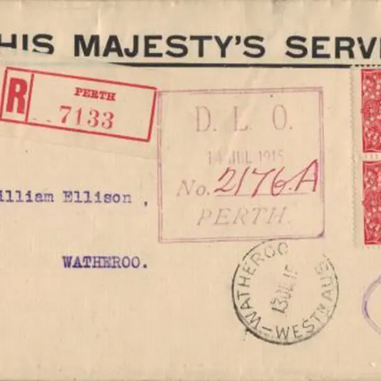 1915 (13th June) OHMS Registered Perth with red ...