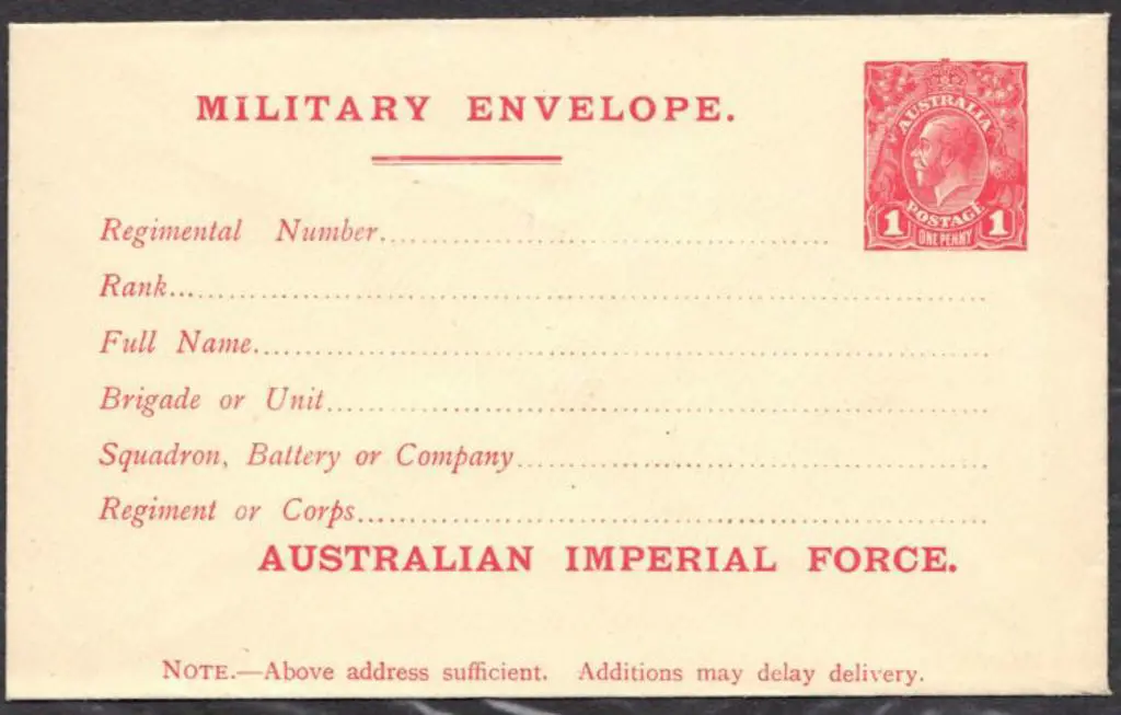 1915 1d red KGV WWI Mint Military Envelope with ... Image 1++