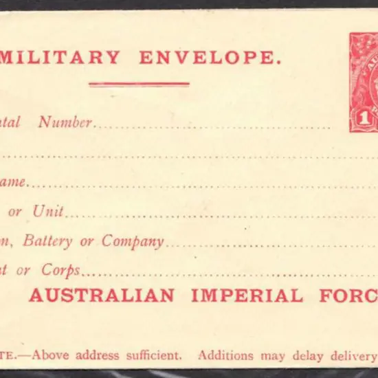 1915 1d red KGV WWI Mint Military Envelope with ...