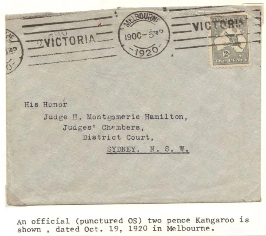 1920 (19th Oct) cover with 2d Kangaroo perf small ... Image 1++