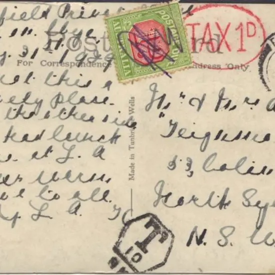 1929 (Sept) Postcard from UK addressed to North ...