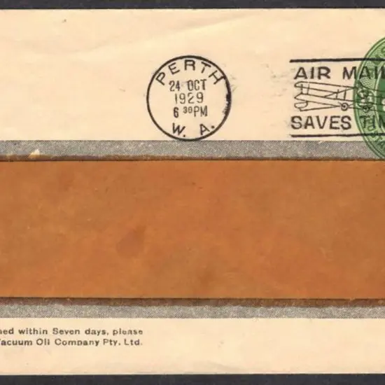 1929 Vacuum Oil Co. P.T.P.O. Window faced envelope ...