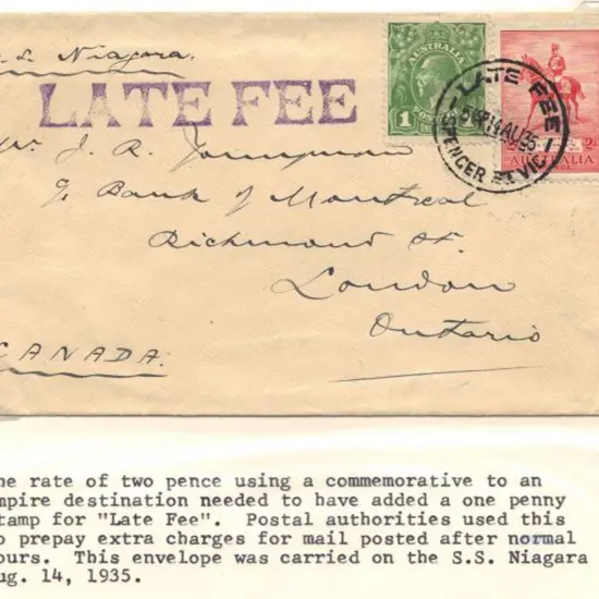1935 cover per "S.S.Niagara" to London, Ontario ...