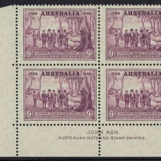 1937 NSW set of 3 in John Ash imprint blocks of 4, ...