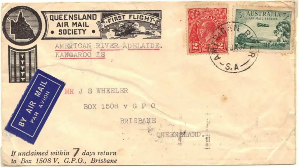 1937 airmail cover from AMERICAN RIVER (Kangaroo ... Image 1++