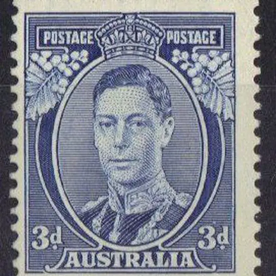 1938 3d bright blue KGVI on ordinary thin paper. ...