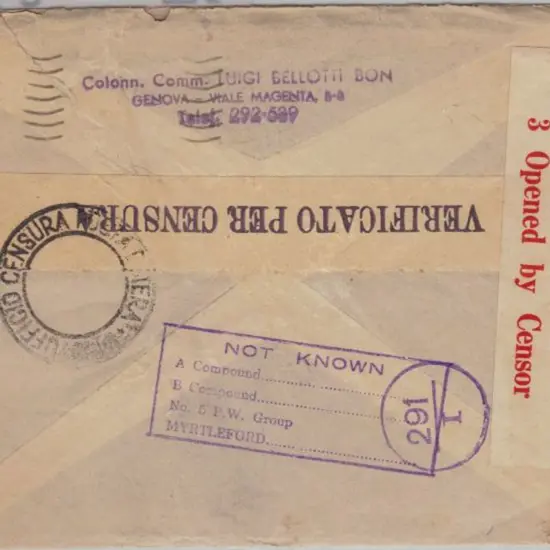1942 (30th March) Stampless censored cover from ...