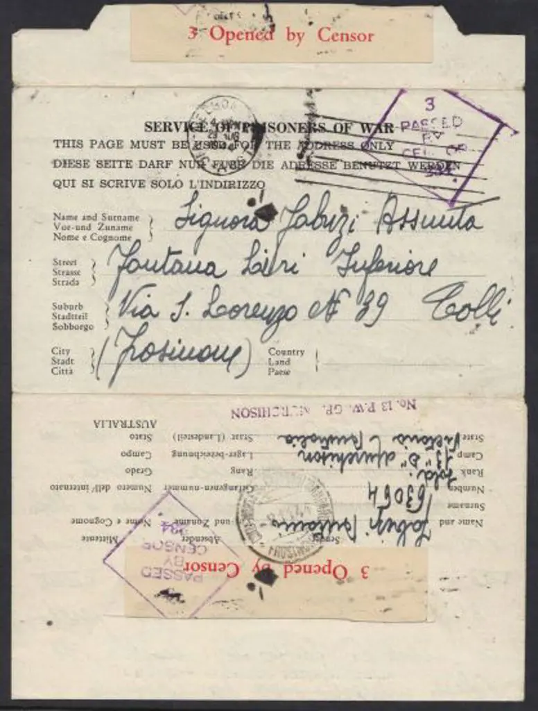 1944 (29th Aug) POW printed lettersheet used to ... Image 1++