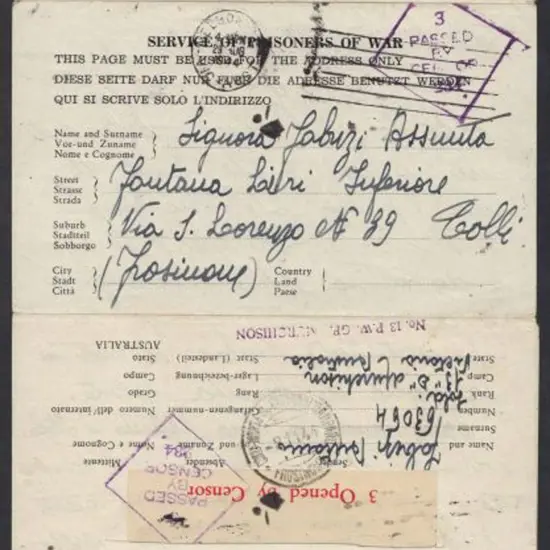 1944 (29th Aug) POW printed lettersheet used to ...