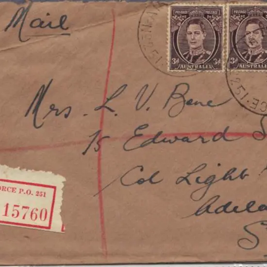 1946 (19th Jan) Airmail cover with 3 x 3d KGVI ...