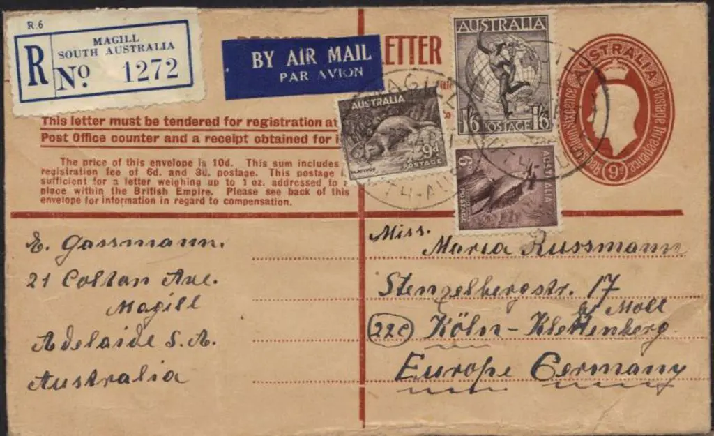 1951 KGVI 9d KGVI Embossed Registered Letter ... Image 1++