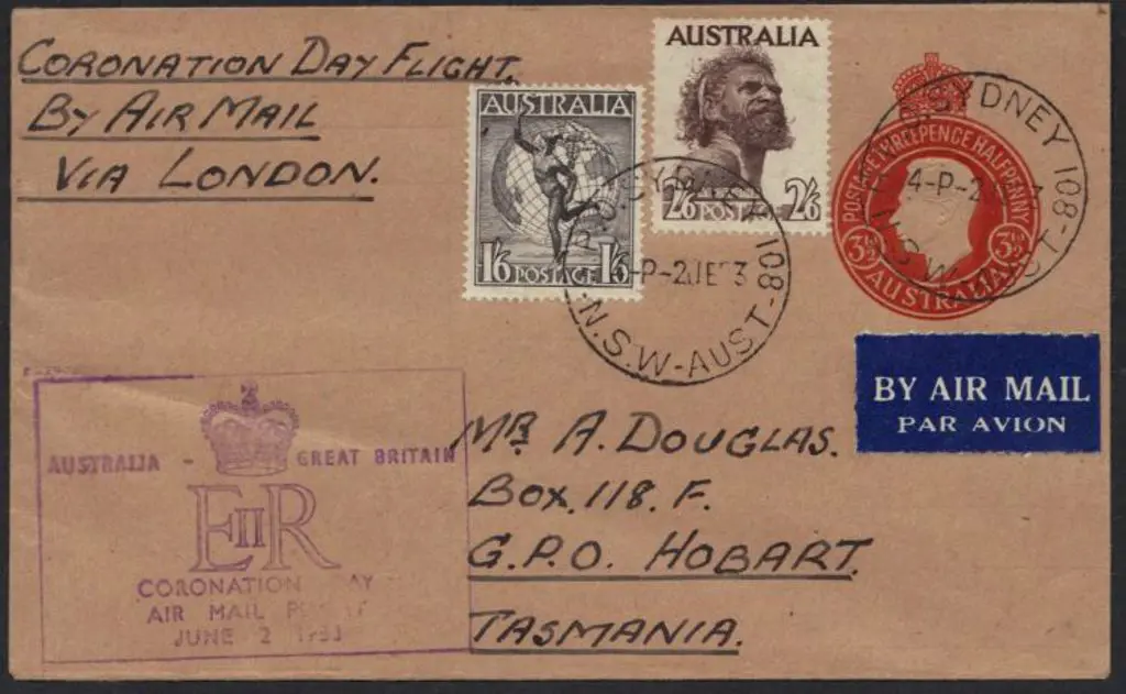 1953 (2nd June) Coronation Airmail on 3½d KGVI ... Image 1++