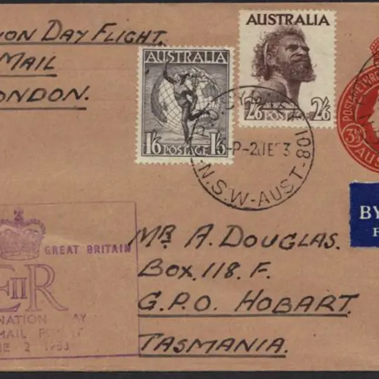 1953 (2nd June) Coronation Airmail on 3½d KGVI ...