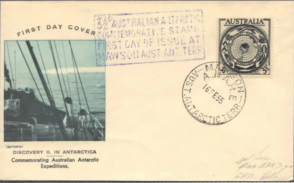 1955 (16th Feb) 3½d ANARE on Guthrie unaddressed ... Image 1++